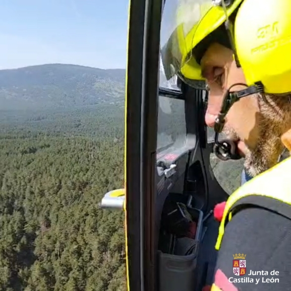Rescate en helicóptero de un trabajador herido en Vinuesa